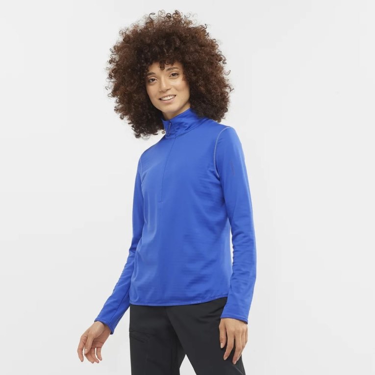 Chaquetas Salomon Essential Lightwarm Half Zip Mujer Azules | MX JKRZ659